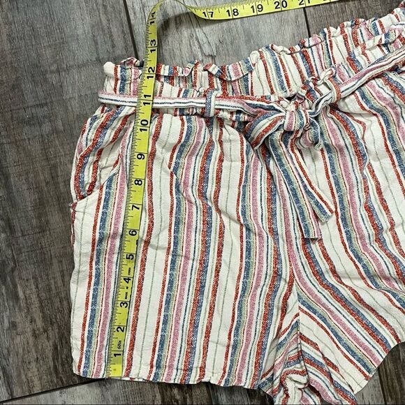 Art Class Vertical Striped Shorts Pink Red White Blue Cream Green Belted XL - Picture 3 of 7